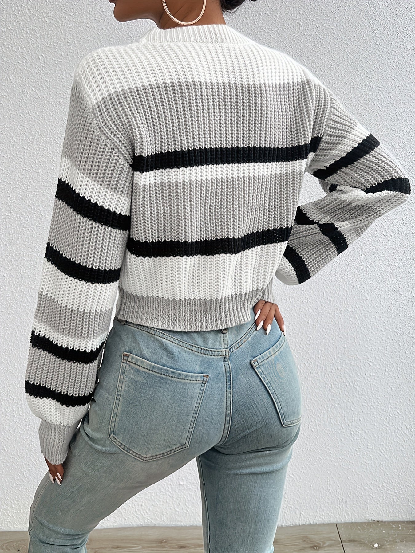 Luca Moretti | Striped Knit Cropped Sweater For Women