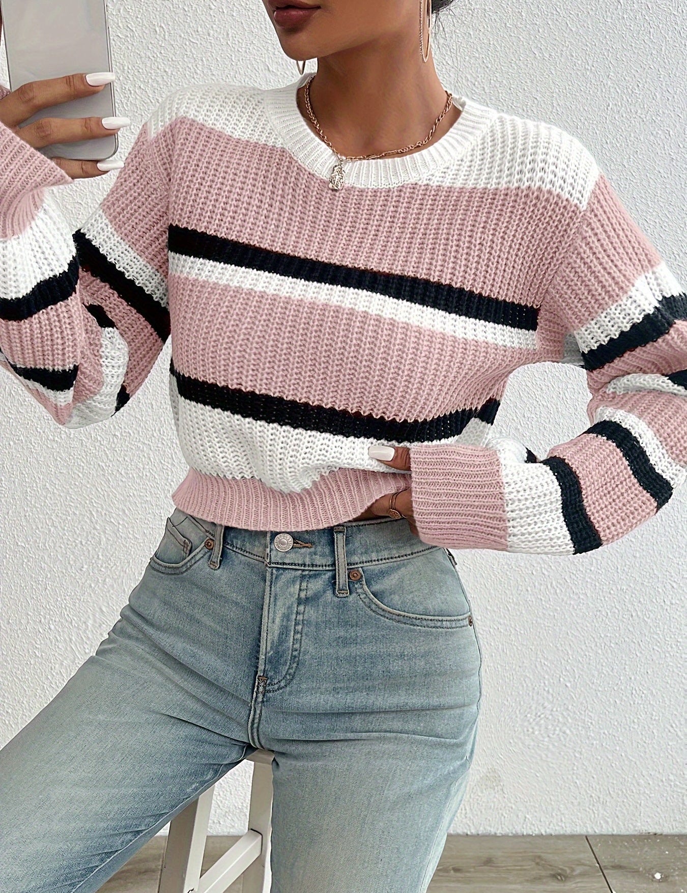 Sophie Laurent | Striped Cropped Jumper For Women