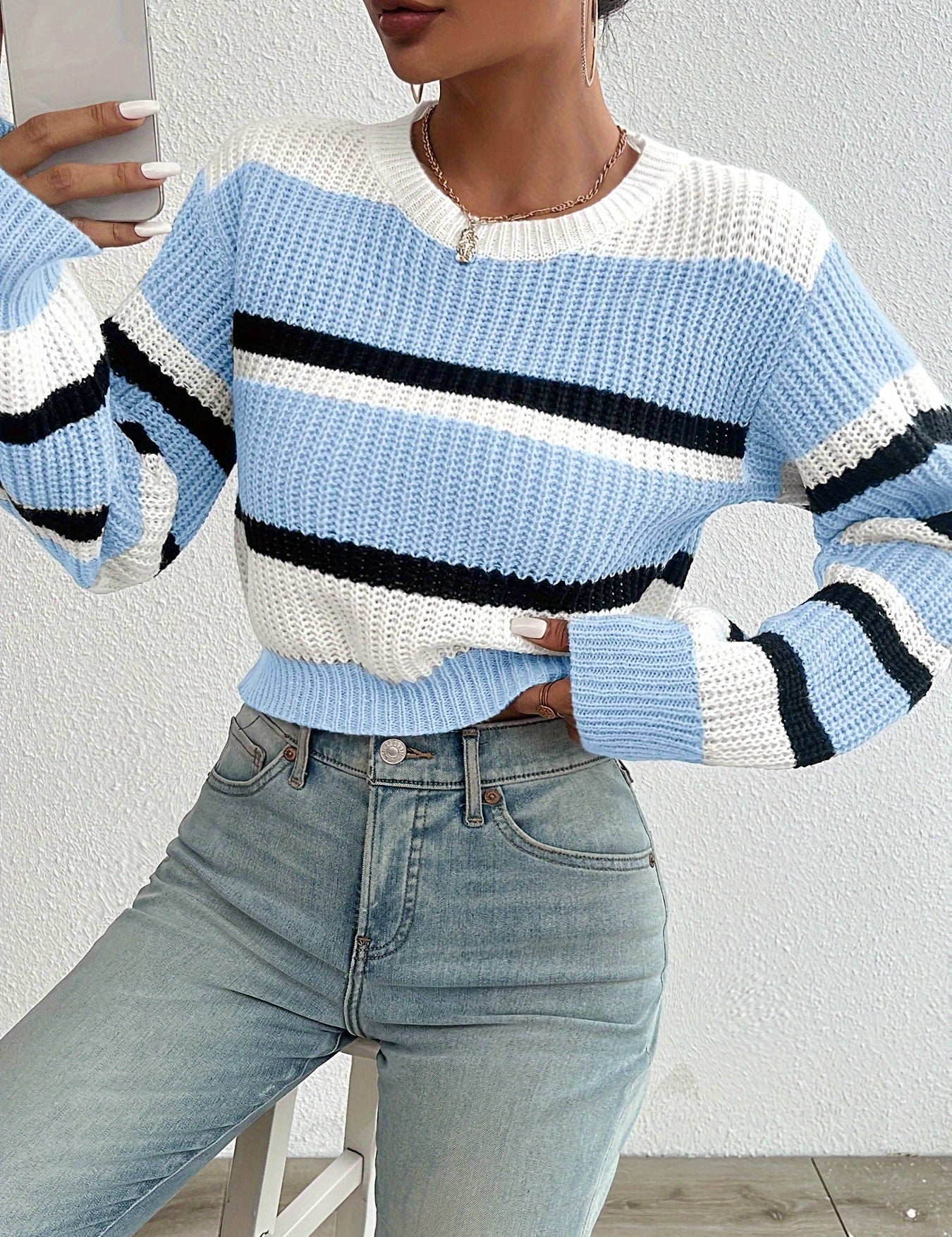Sophie Laurent | Striped Cropped Jumper For Women