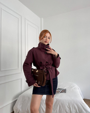 Isabella Laurent | Cropped Belted Trench Jacket For Women