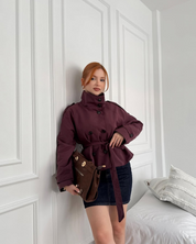 Isabella Laurent | Cropped Belted Trench Jacket For Women