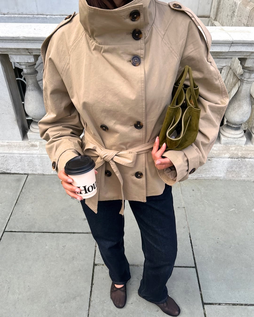 Isabella Laurent | Cropped Belted Trench Jacket For Women