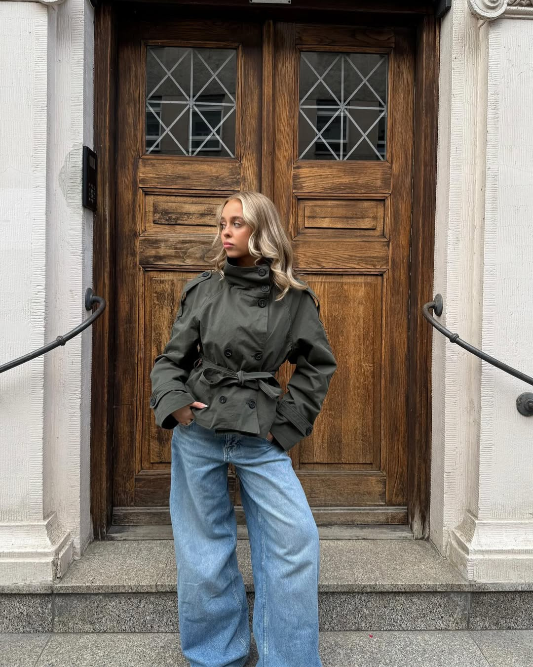 Isabella Laurent | Cropped Belted Trench Jacket For Women