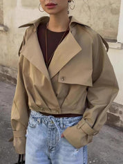 Isabelle Fournier | Cropped Trench Jacket with Oversized Lapel Chic For Women