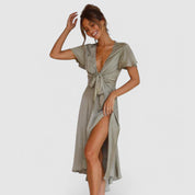 Sophie Delacroix | Flowing Wrap Midi Dress For Women