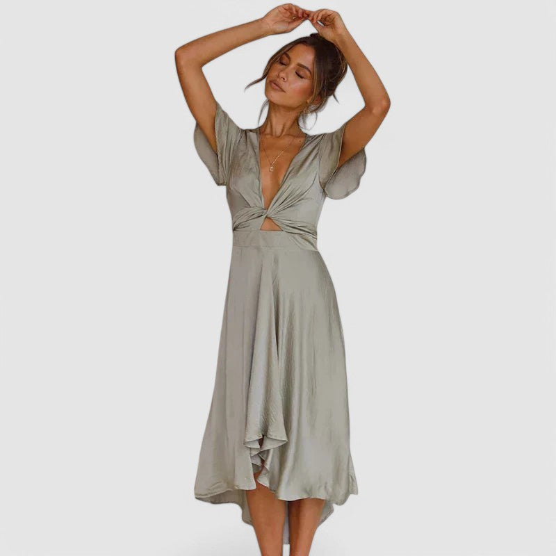 Sophie Delacroix | Flowing Wrap Midi Dress For Women