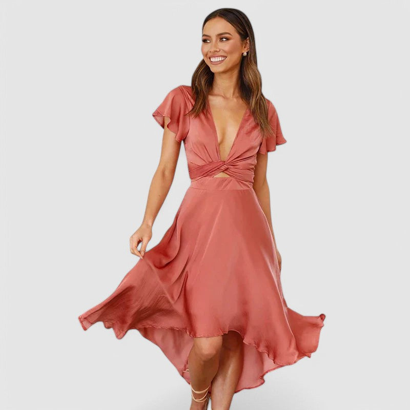 Sophie Delacroix | Flowing Wrap Midi Dress For Women