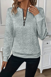 Lily Cooper | Cable Knit Half-Zip Sweatshirt For Women