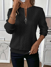 Lily Cooper | Cable Knit Half-Zip Sweatshirt For Women