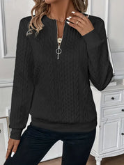 Lily Cooper | Cable Knit Half-Zip Sweatshirt For Women