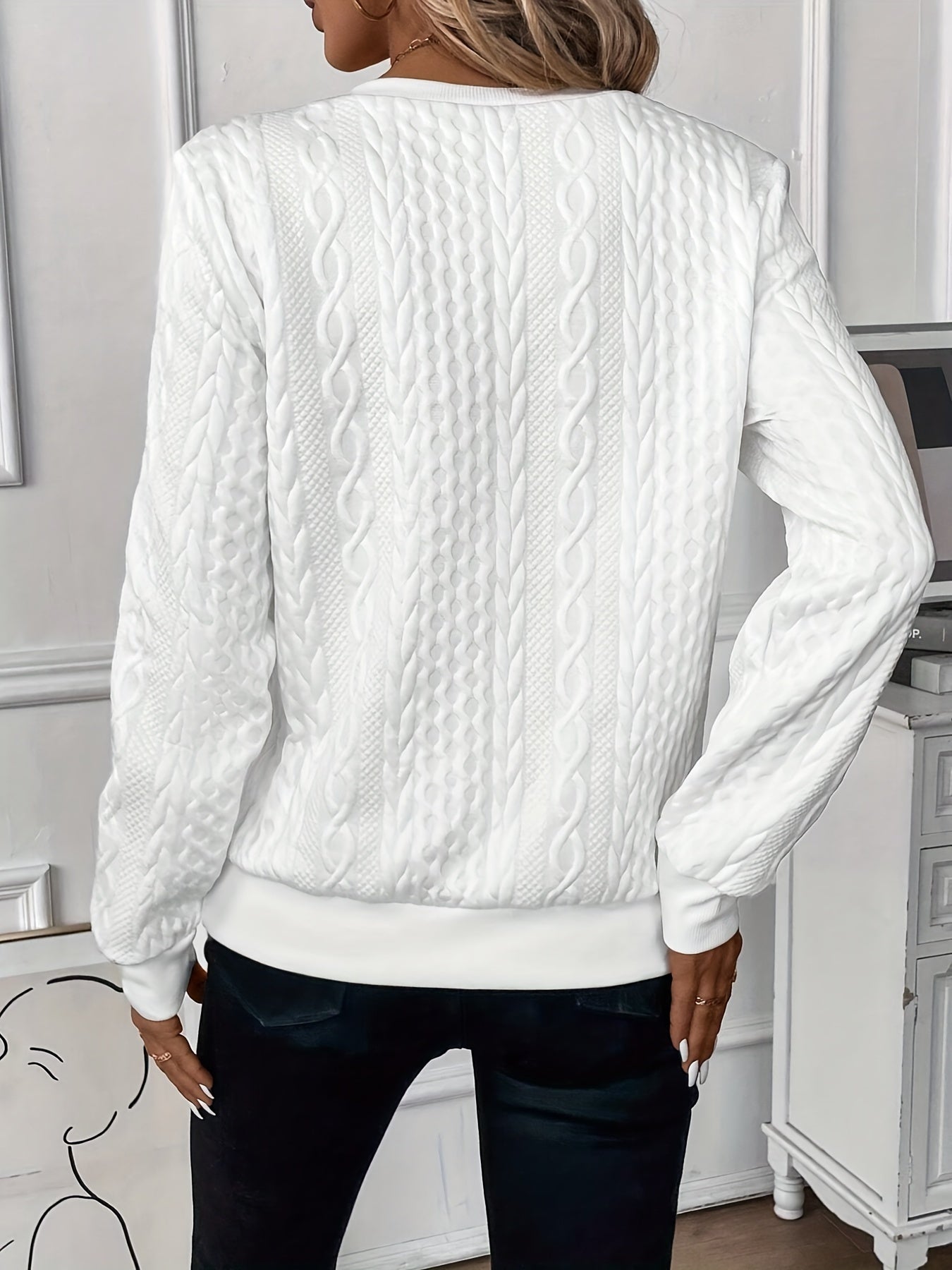 Lily Cooper | Cable Knit Half-Zip Sweatshirt For Women