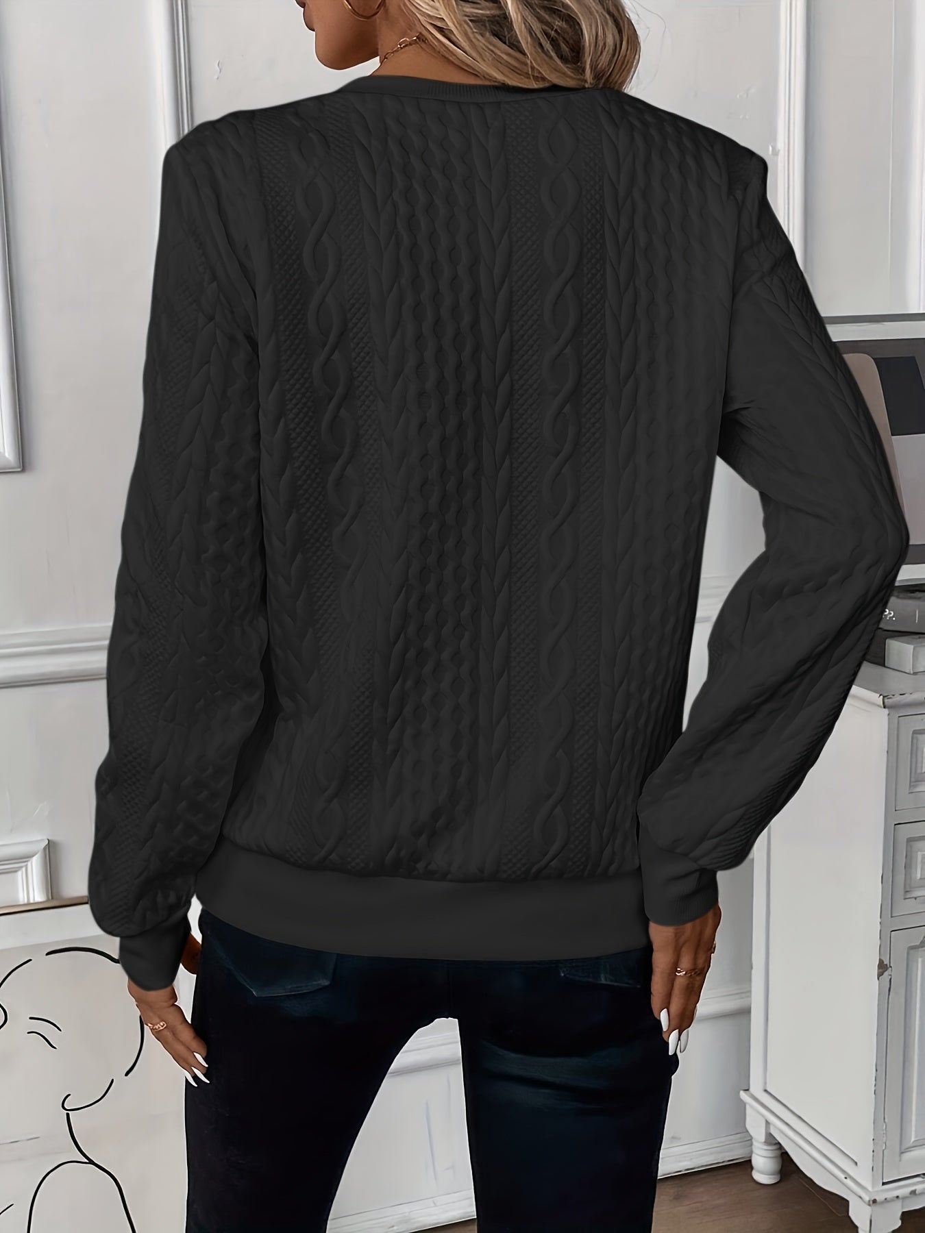 Lily Cooper | Cable Knit Half-Zip Sweatshirt For Women