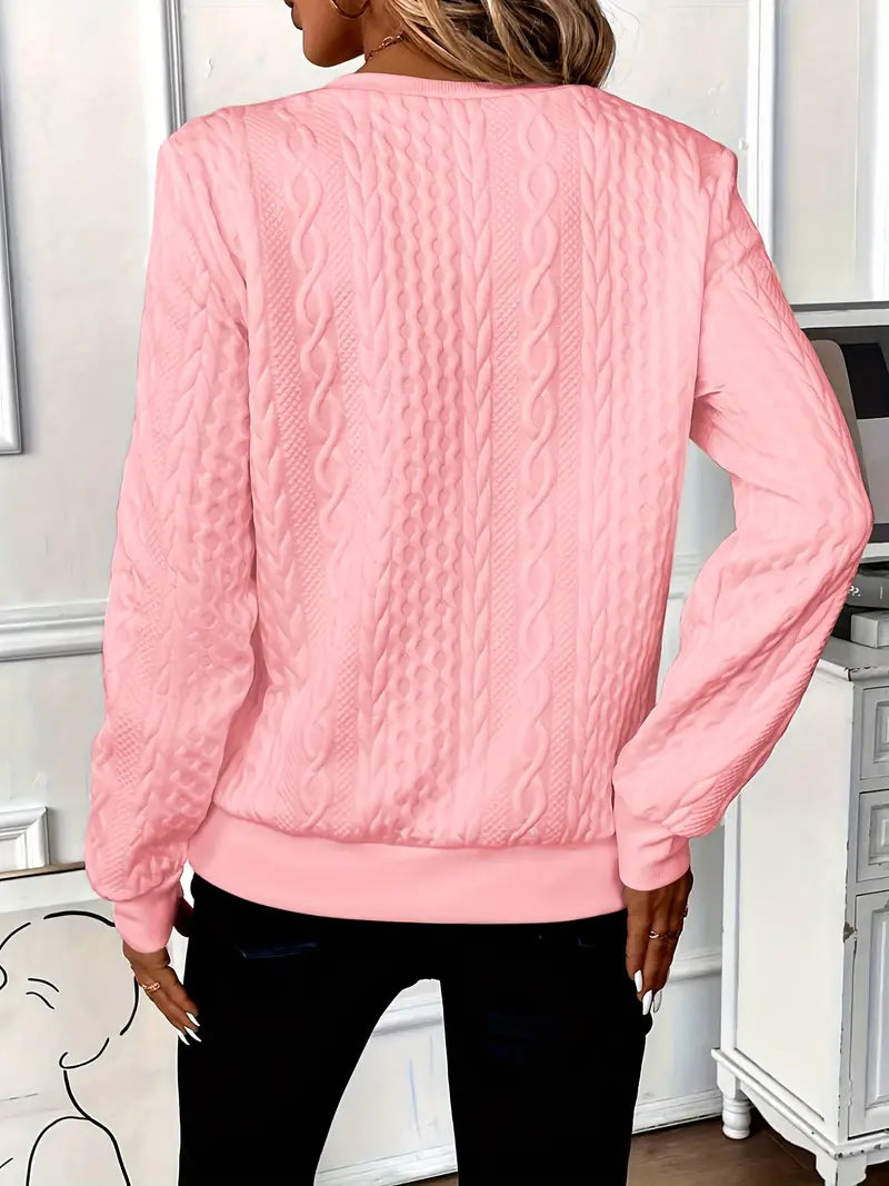 Lily Cooper | Cable Knit Half-Zip Sweatshirt For Women