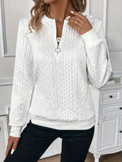 Lily Cooper | Cable Knit Half-Zip Sweatshirt For Women