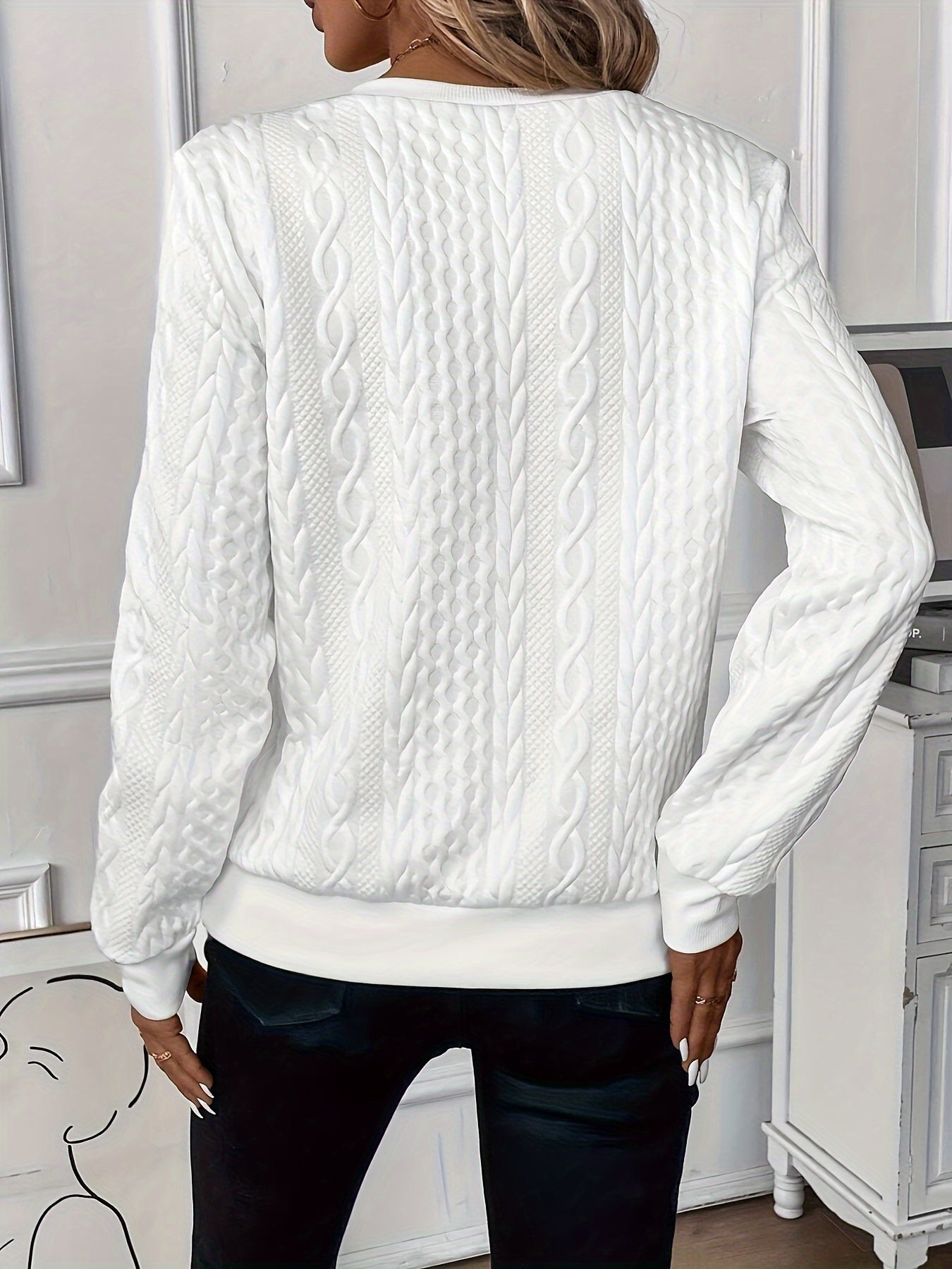 Lily Cooper | Cable Knit Half-Zip Sweatshirt For Women