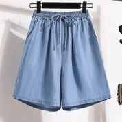 Juliette Caron | Relaxed Denim Shorts with Elastic Waist Comfort For Women