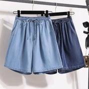 Juliette Caron | Relaxed Denim Shorts with Elastic Waist Comfort For Women