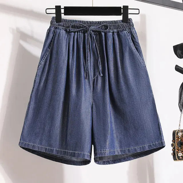 Juliette Caron | Relaxed Denim Shorts with Elastic Waist Comfort For Women