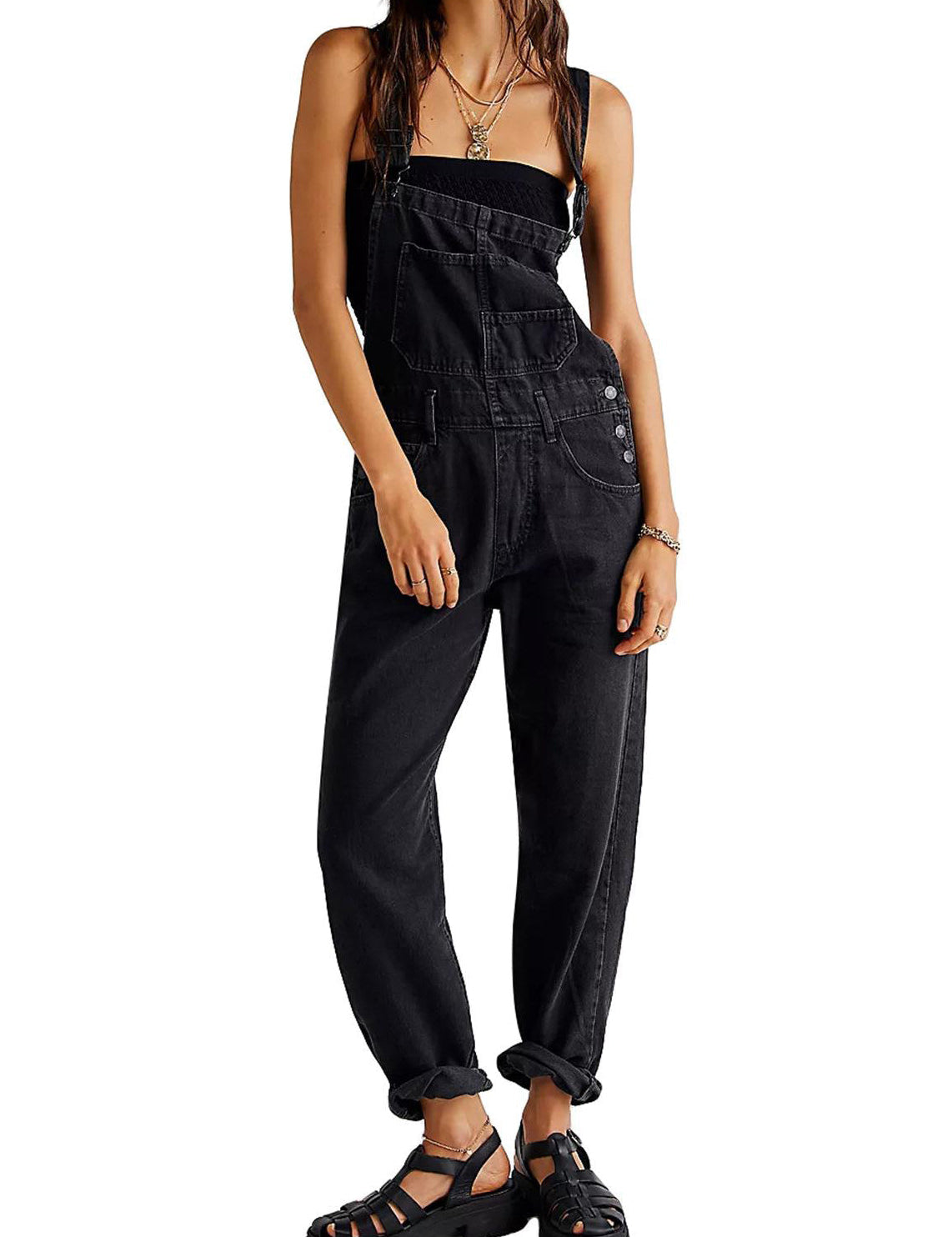 Amélie Laurent | Denim Utility Overalls with Relaxed Fit Comfort For Women