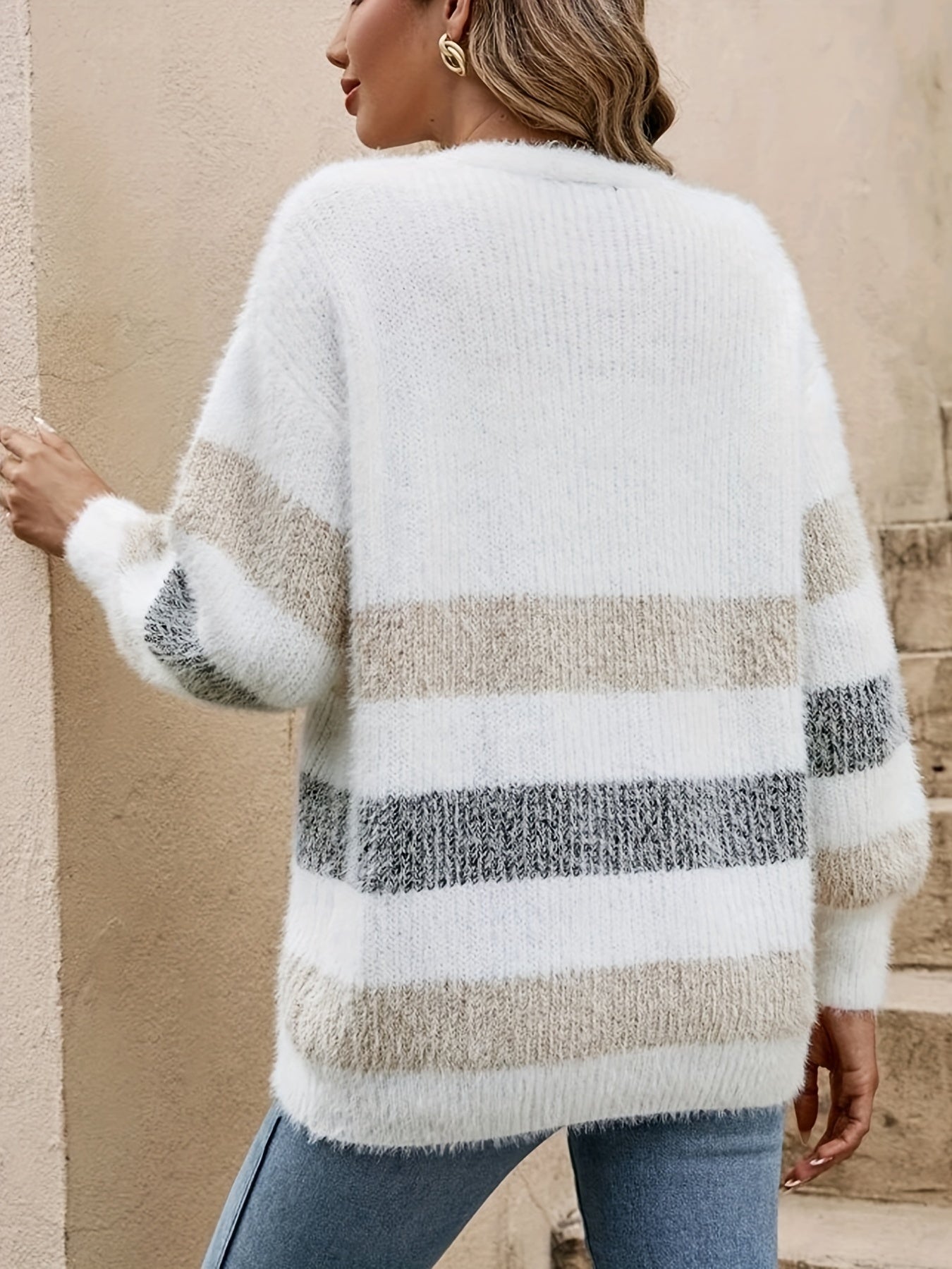 Elena Moreau | Soft Knit Striped Cardigan For Women