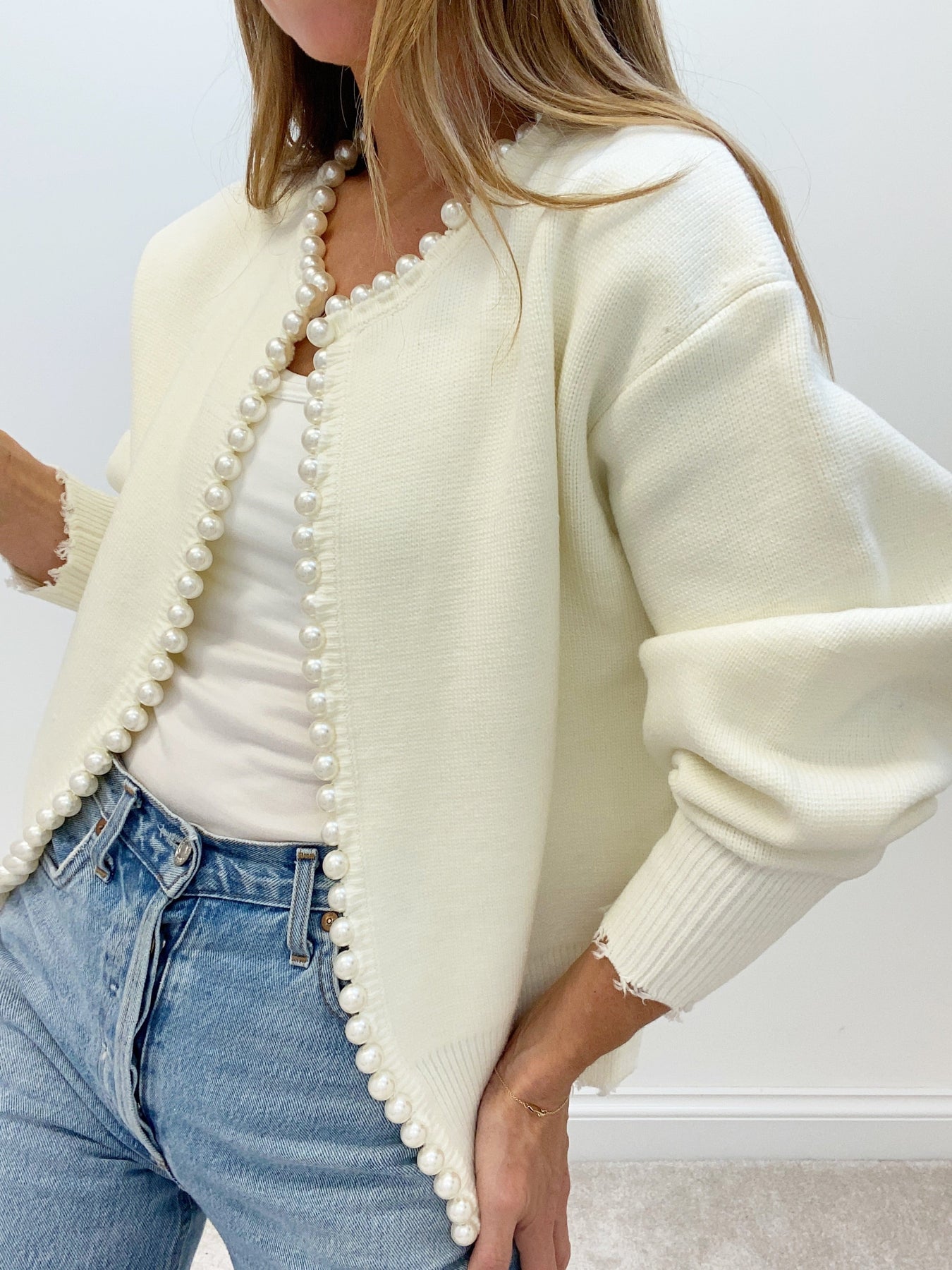Sophie Delacroix | Pearl Trim Knit Cardigan For Women