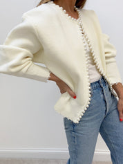 Sophie Delacroix | Pearl Trim Knit Cardigan For Women
