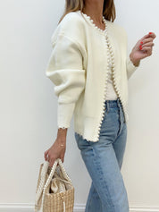 Sophie Delacroix | Pearl Trim Knit Cardigan For Women