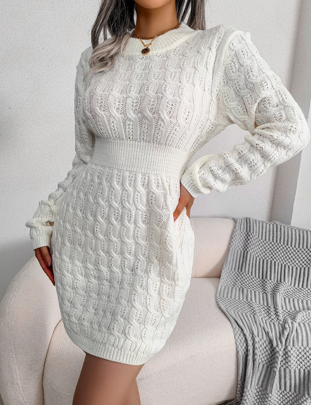Sofia Bellini | Elegant Knit Mini Dress For Women