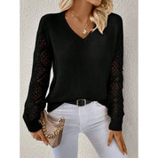 Elodie Laurent | Elegant V-Neck Knit Sweater For Women