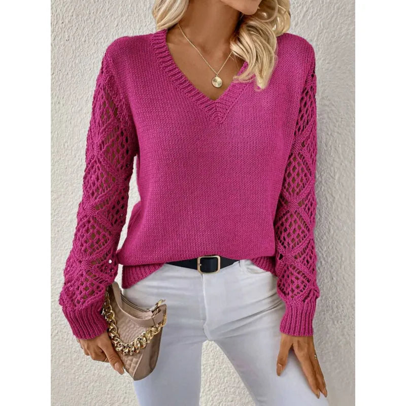 Womens-Knit-Sweater-V-Neck-Open-Sleeve-Casual.webp