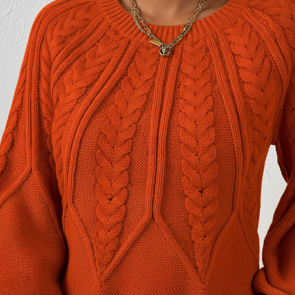 Aurora Sinclair | Cable Knit Autumn Sweater For Women