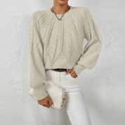 Aurora Sinclair | Cable Knit Autumn Sweater For Women