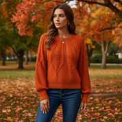 Aurora Sinclair | Cable Knit Autumn Sweater For Women