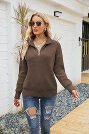 Elena Rossi | Half-Zip Knit Sweater With Casual Luxe Comfort For Women
