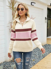 Elena Rossi | Half-Zip Knit Sweater With Casual Luxe Comfort For Women