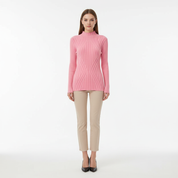Isabella Bellini | Ribbed High Neck Knit Top For Women