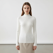 Isabella Bellini | Ribbed High Neck Knit Top For Women