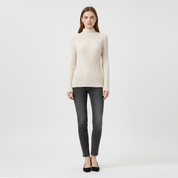 Isabella Bellini | Ribbed High Neck Knit Top For Women
