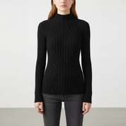 Isabella Bellini | Ribbed High Neck Knit Top For Women