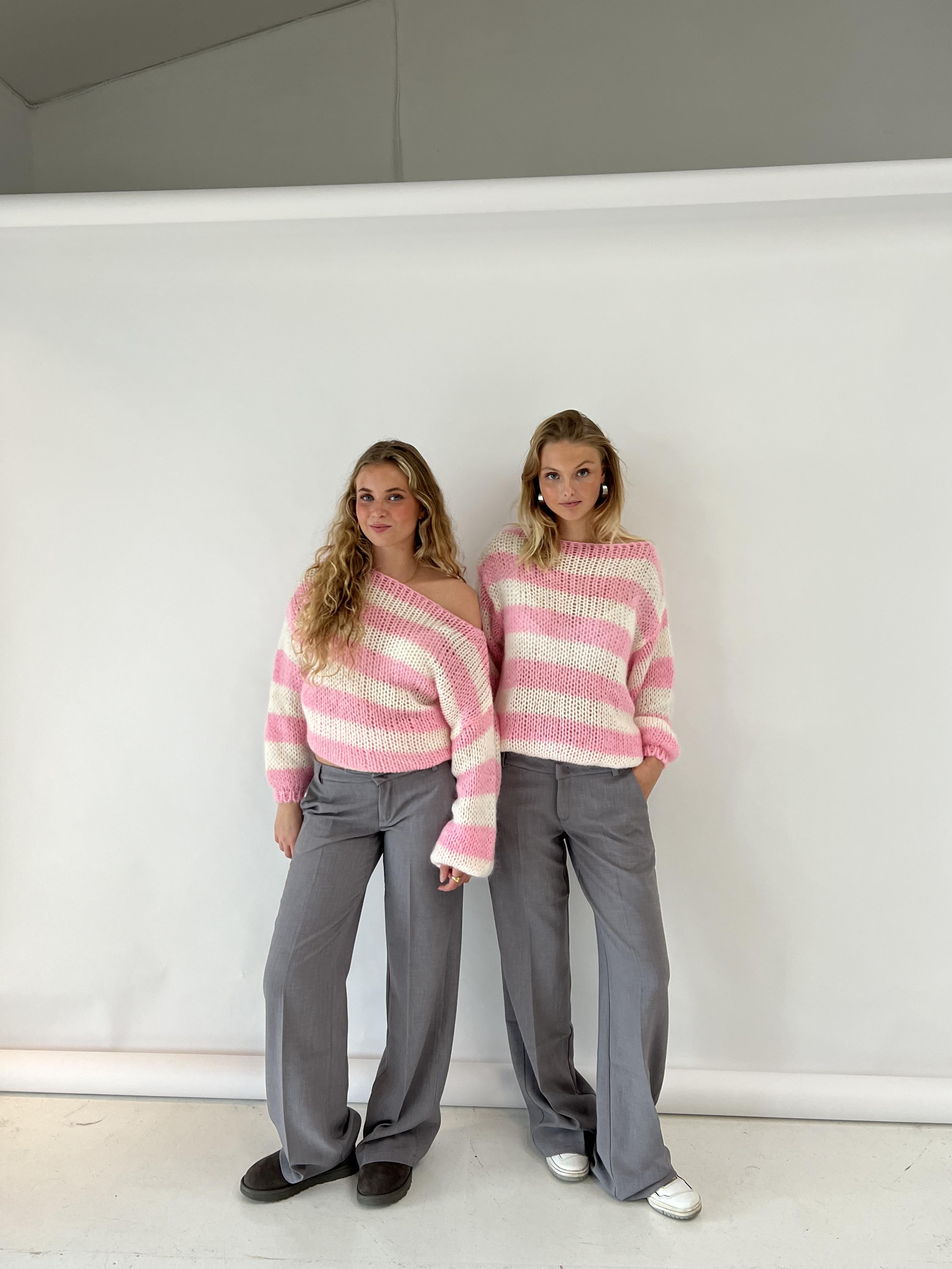 Amélie Laurent | Oversized Striped Knit Sweater With Cozy Luxe Appeal For Women