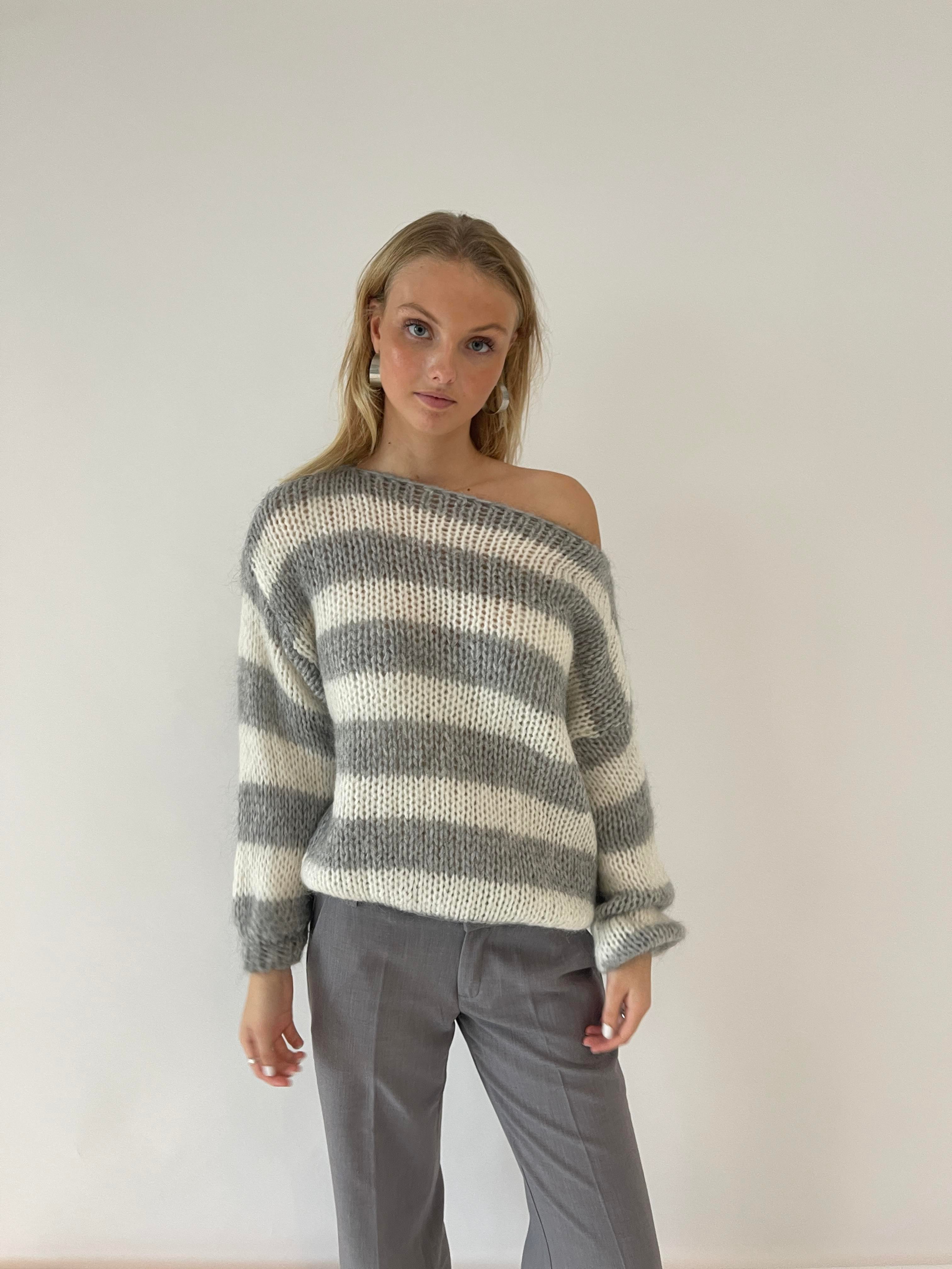 Amélie Laurent | Oversized Striped Knit Sweater With Cozy Luxe Appeal For Women
