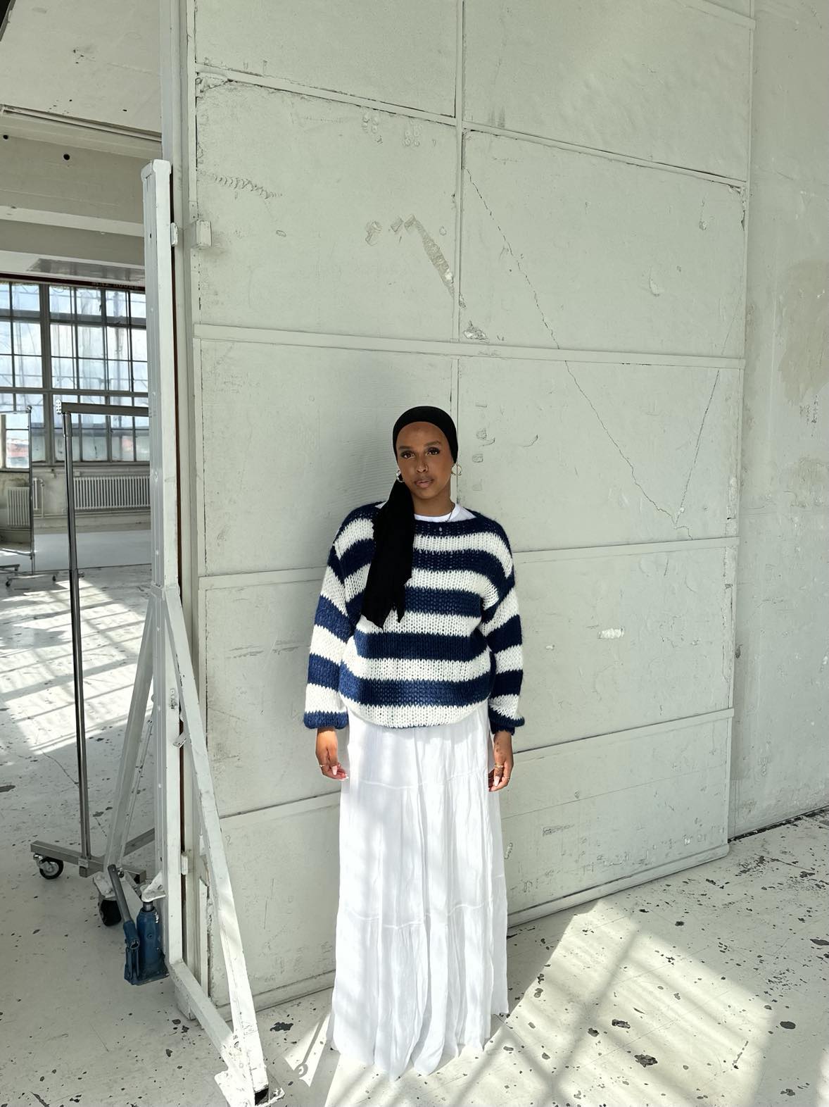 Amélie Laurent | Oversized Striped Knit Sweater With Cozy Luxe Appeal For Women
