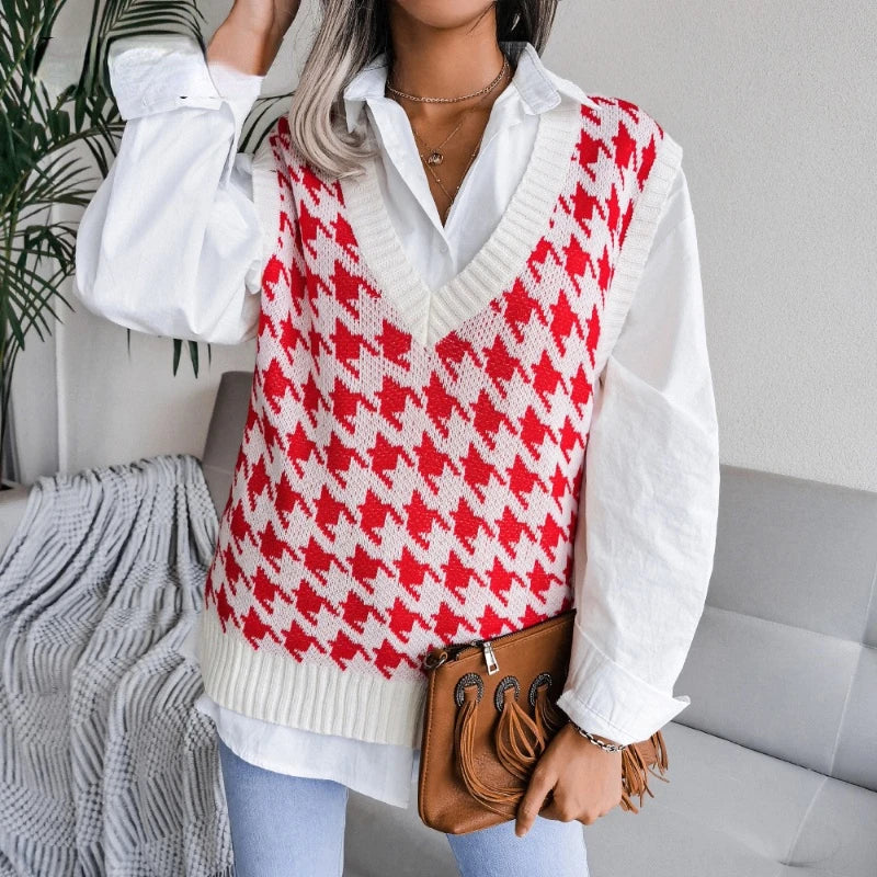 Isabelle Moretti | Houndstooth Knit Vest For Women