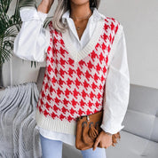Isabelle Moretti | Houndstooth Knit Vest For Women