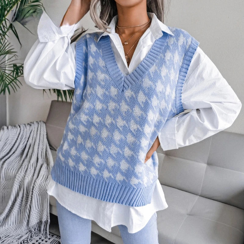 Isabelle Moretti | Houndstooth Knit Vest For Women