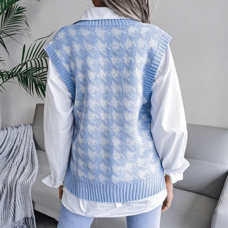 Isabelle Moretti | Houndstooth Knit Vest For Women