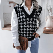 Isabelle Moretti | Houndstooth Knit Vest For Women