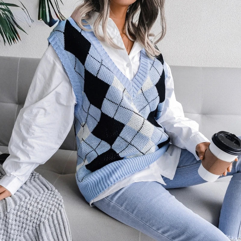 Isabelle Moretti | Houndstooth Knit Vest For Women