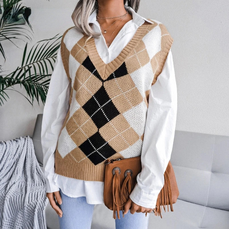 Isabelle Moretti | Houndstooth Knit Vest For Women