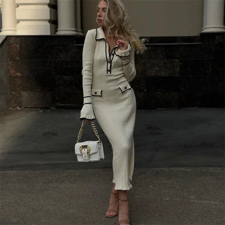 Camille Dubois | Elegant Ribbed Maxi Dress With Timeless Luxury For Women
